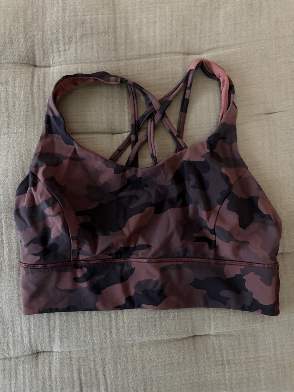 lululemon athletica brown and black Camo Strappy Sports Bra